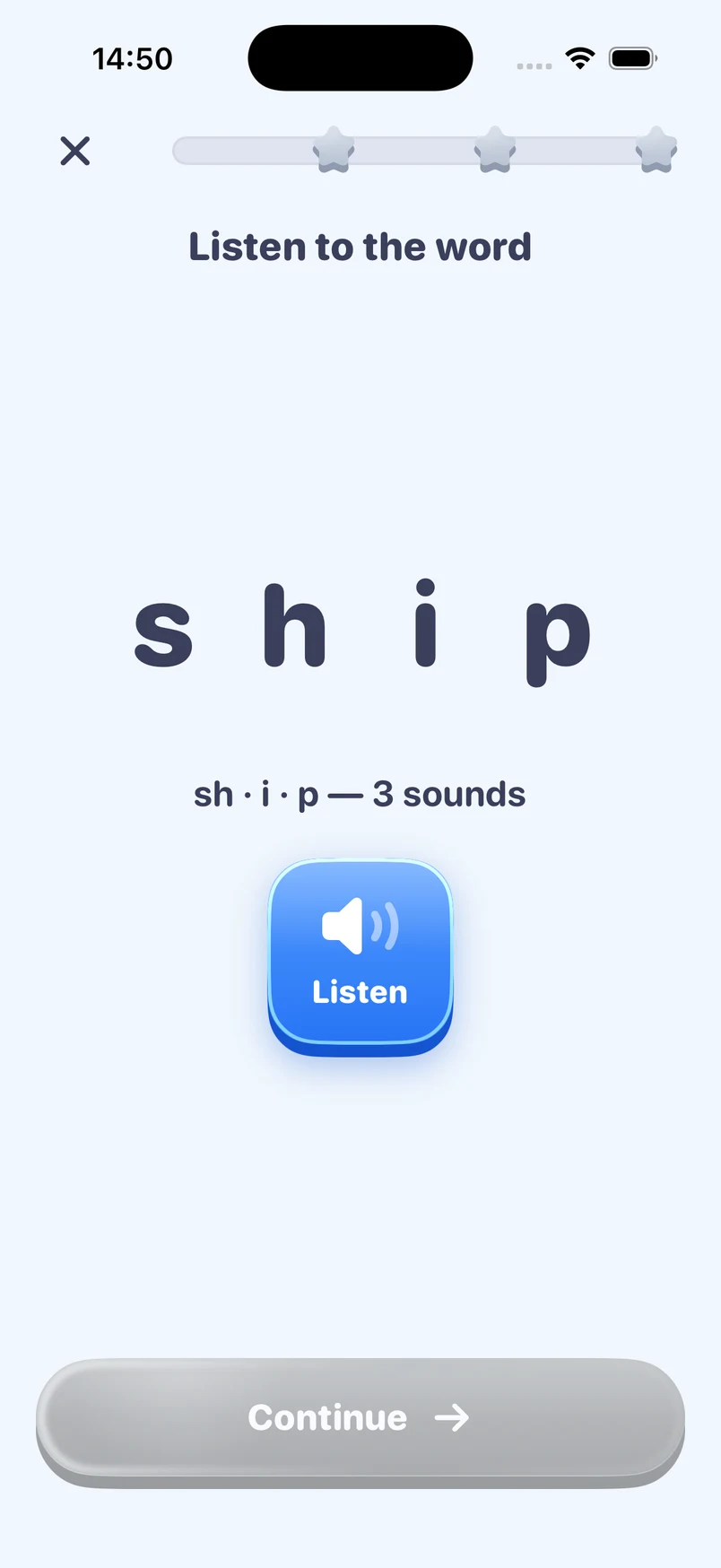 A word activity in the new Easyspell interface